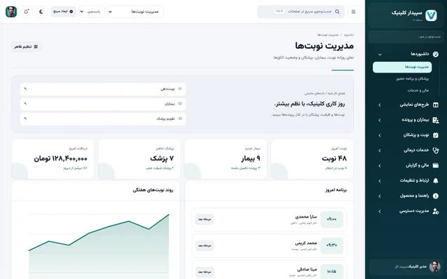پیش‌نمایش پنل کلینیک و درمان